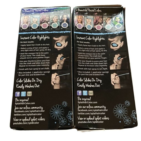 Splat Hair Chalk Silver Moon Washable Color Highlights Pastel Lot of 2 - Picture 2 of 2
